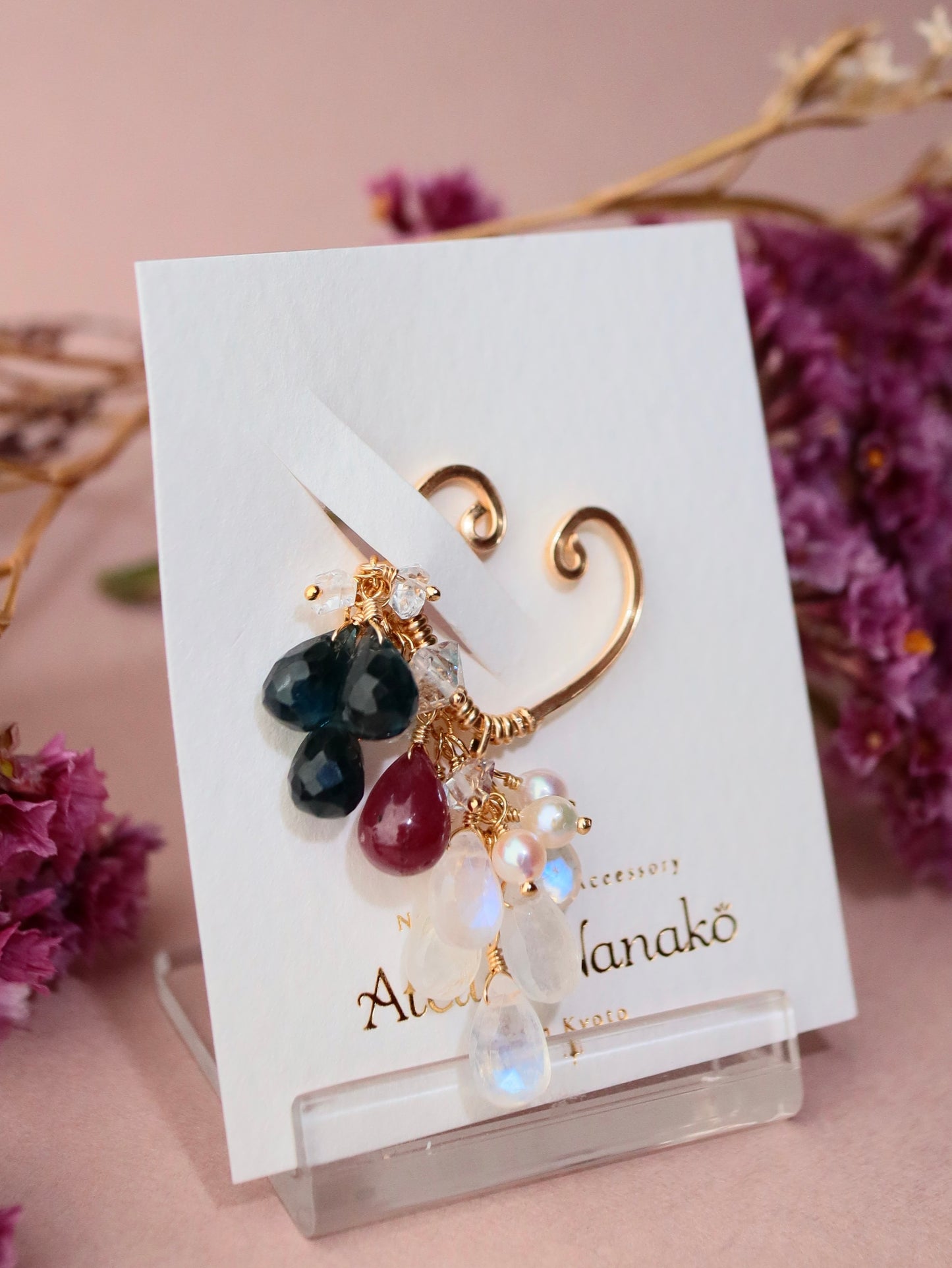 [Stories in Red] Ruby and London Blue Topaz Ear Cuff