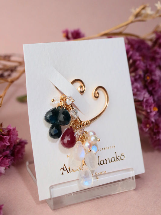 [Stories in Red] Ruby and London Blue Topaz Ear Cuff