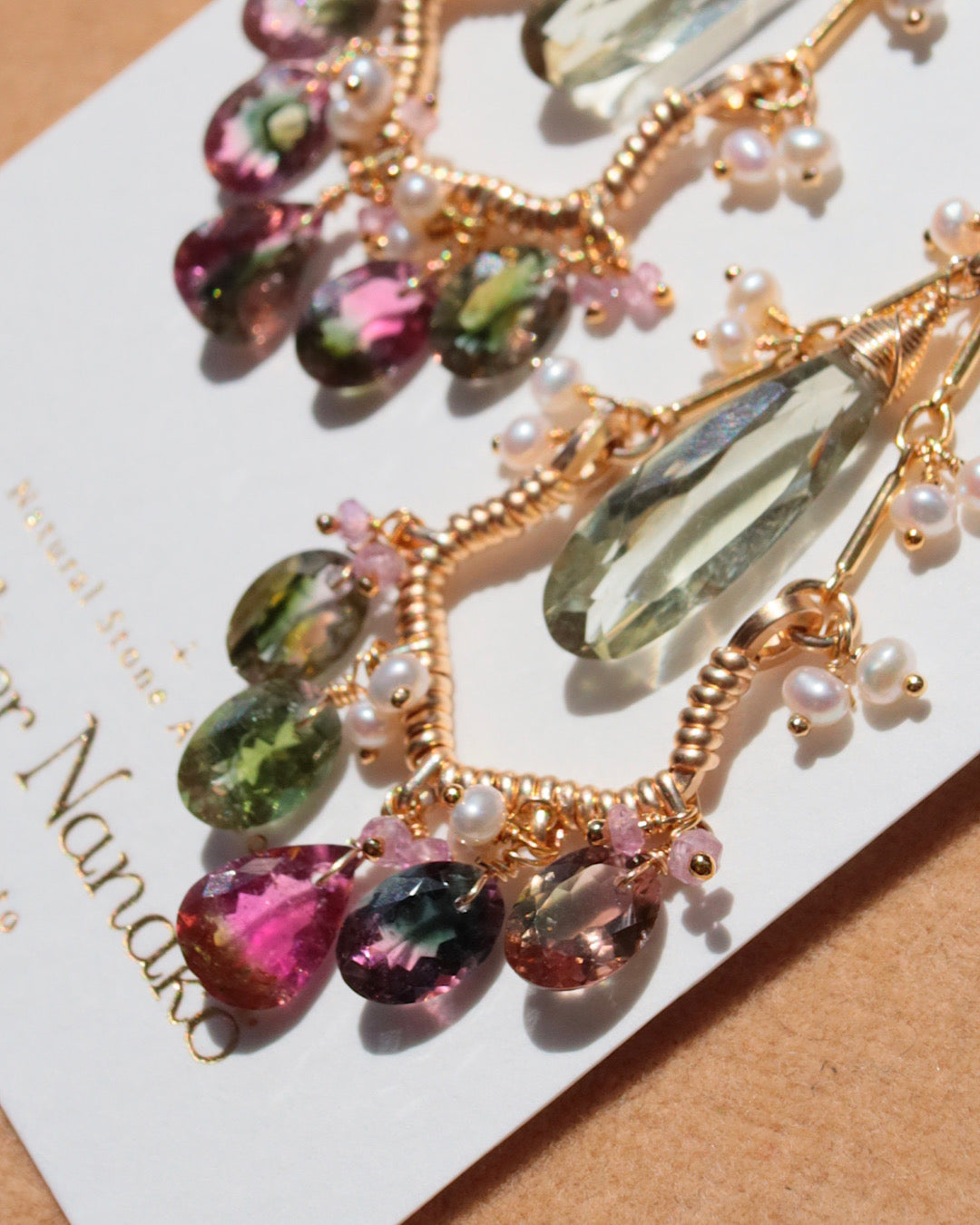 Bicolor tourmaline chandelier earrings