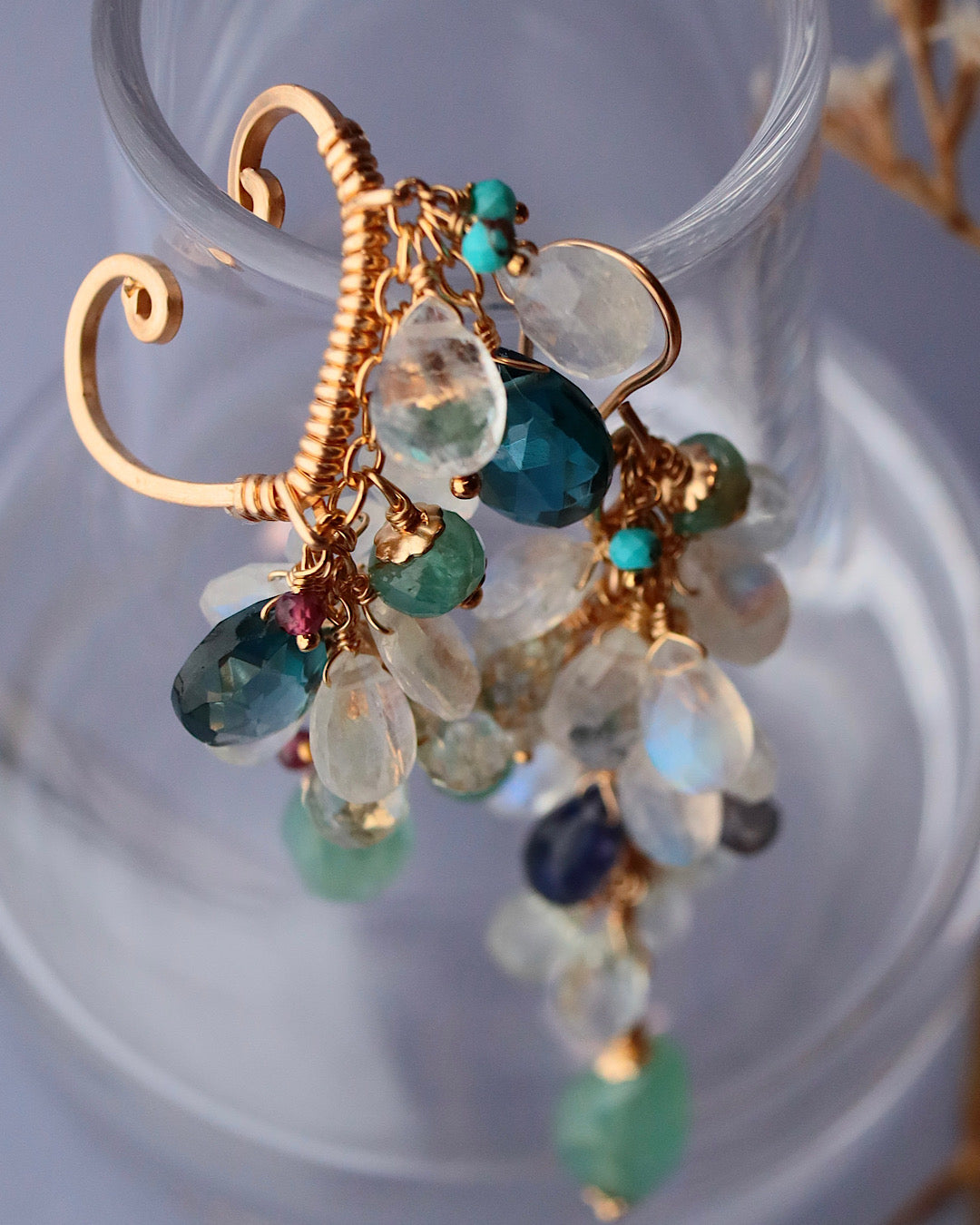 Grandidierite and London Blue Topaz 3-Way Ear Cuff