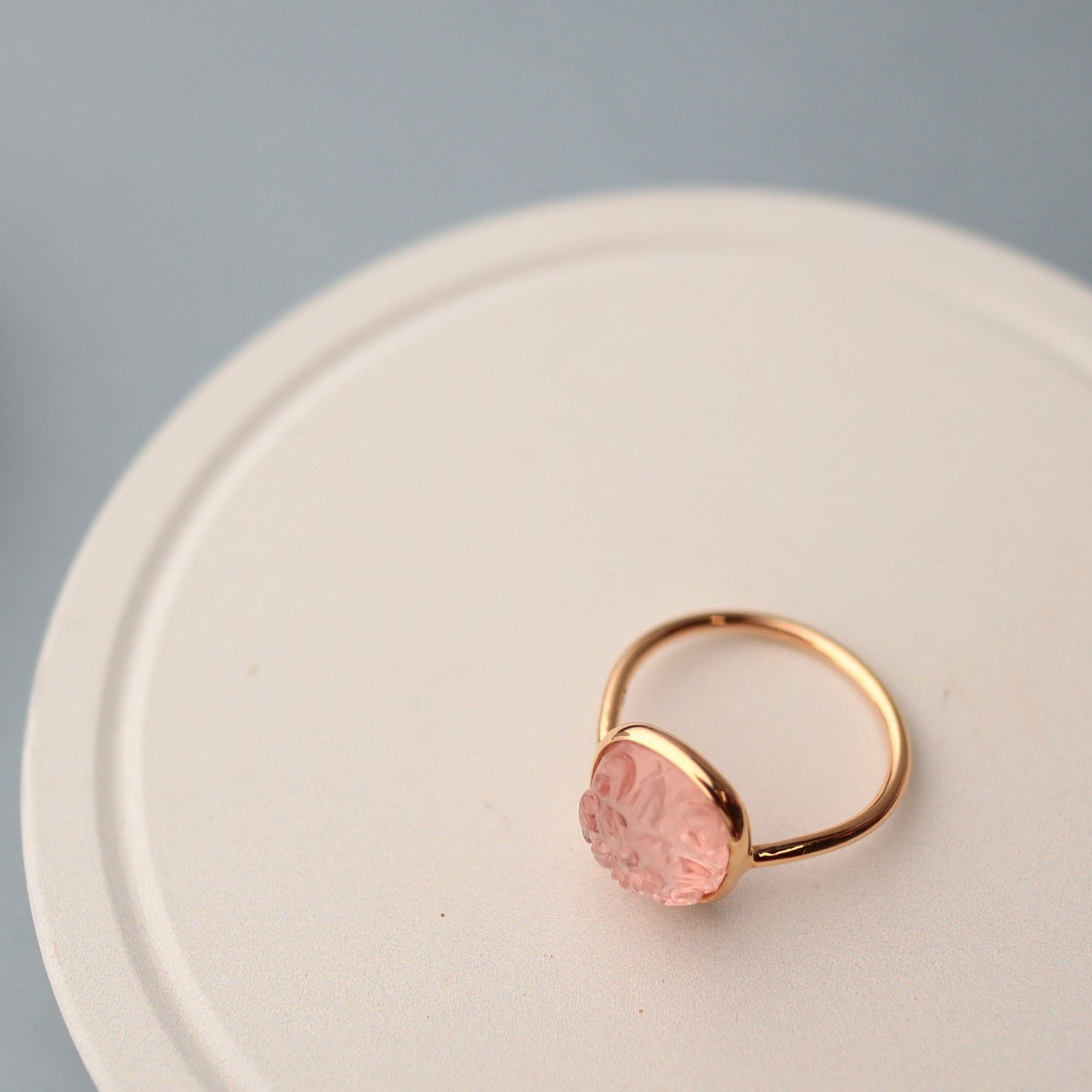 Carved morganite ring