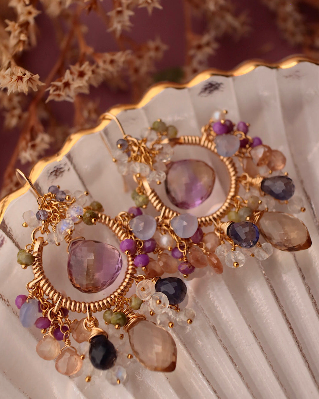 [One-of-a-kind] Ametrine Chandelier Earrings in Classic Colors
