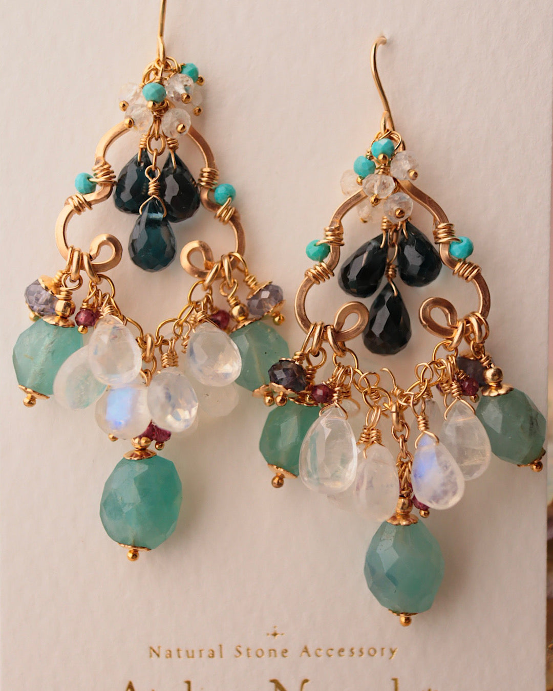 Grandidierite and London Blue Topaz Chandelier Earrings