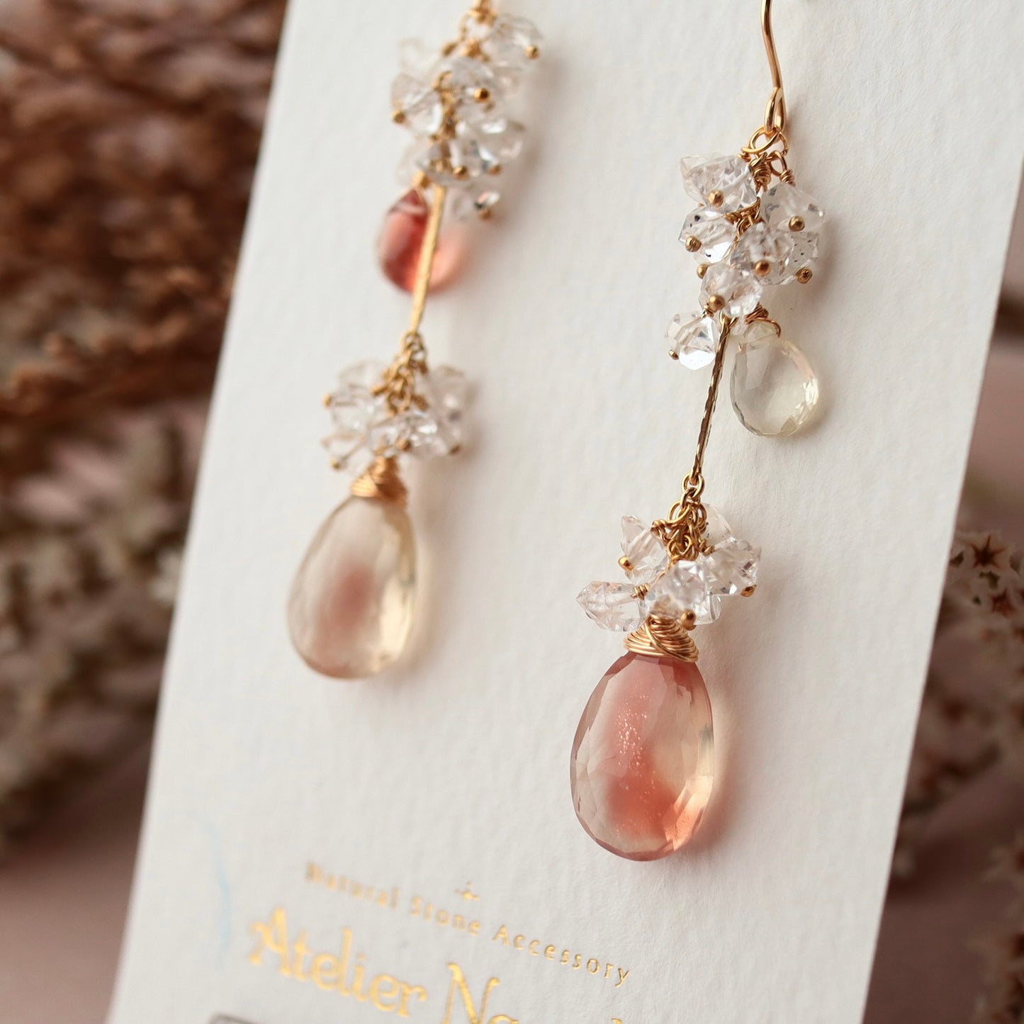 [Large long No.1] Oregon sunstone earrings