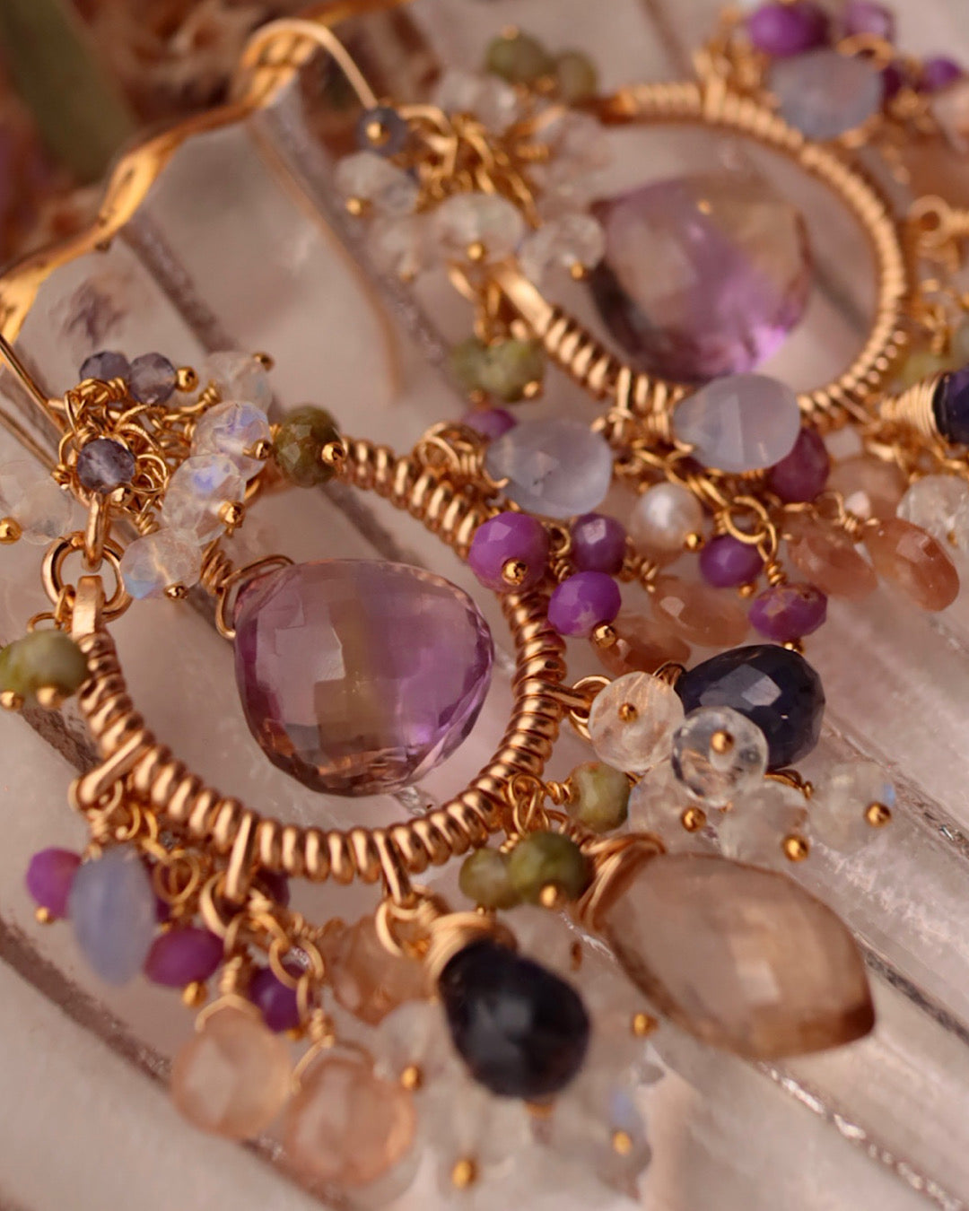 [One-of-a-kind] Ametrine Chandelier Earrings in Classic Colors