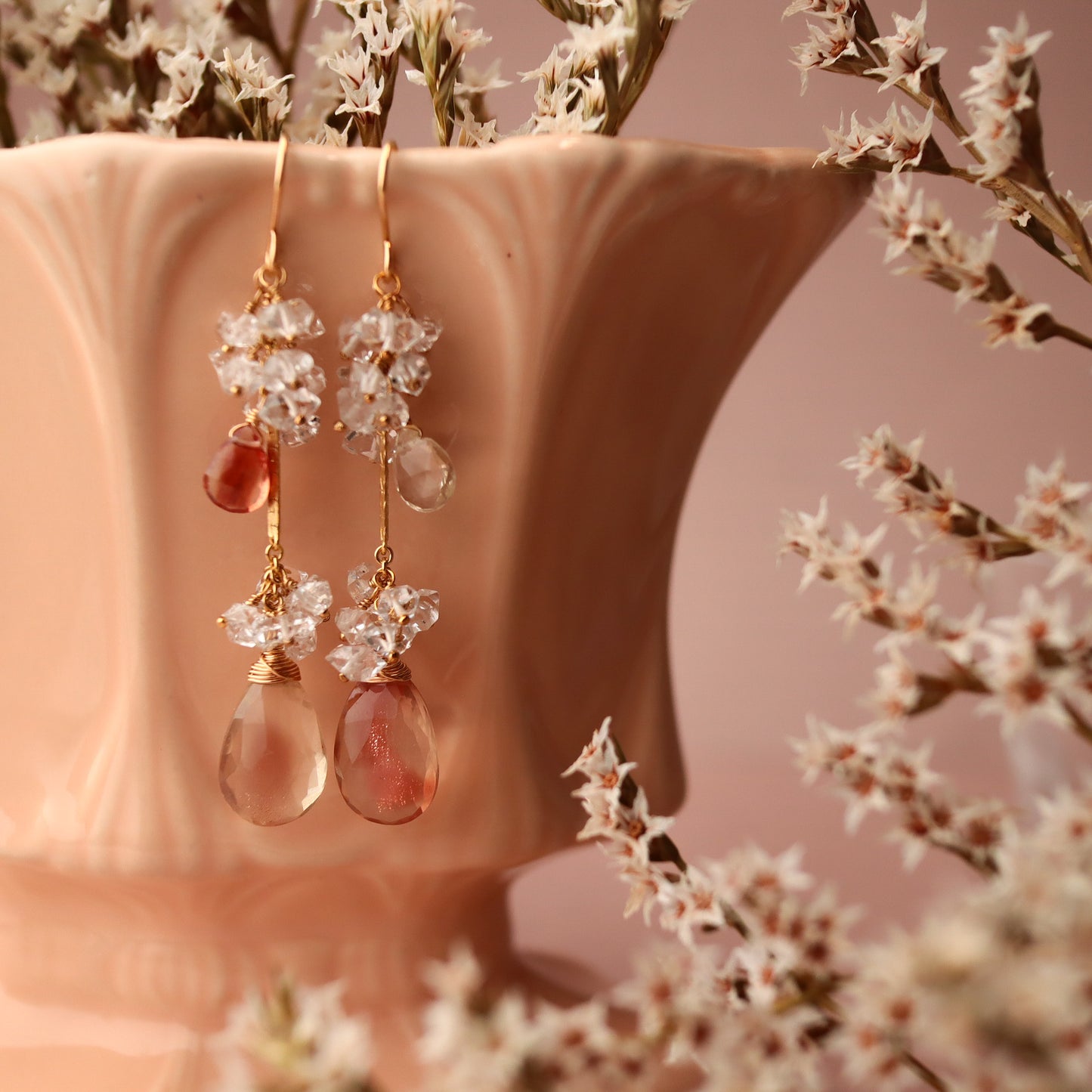 [Large long No.1] Oregon sunstone earrings