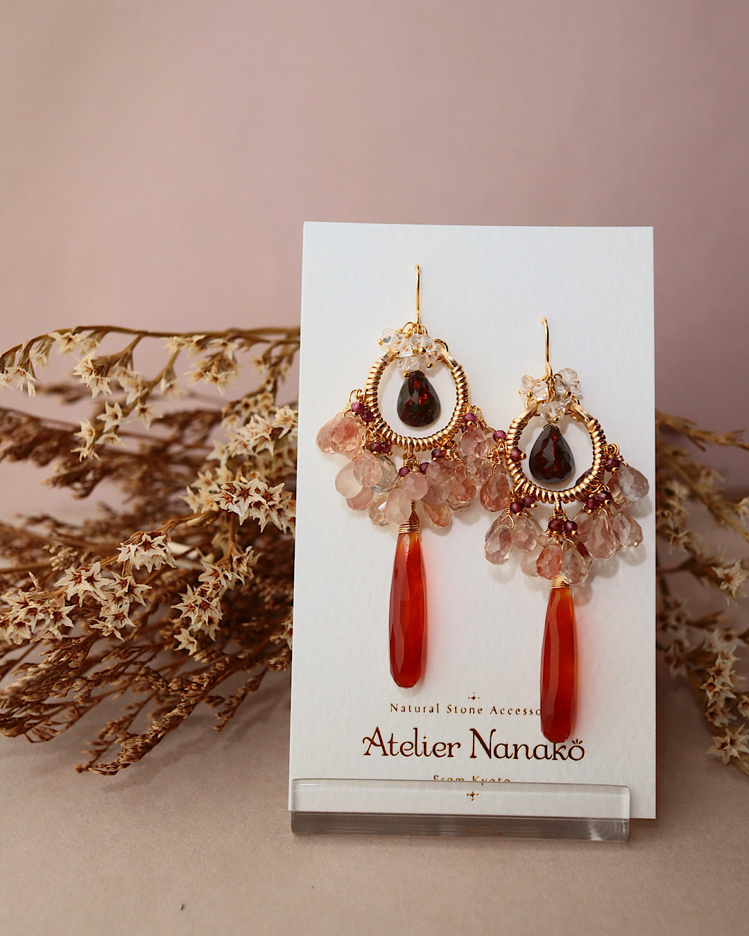 ③【Between Night and Morning】　Black Opal and Sardonyx Chandelier Earrings