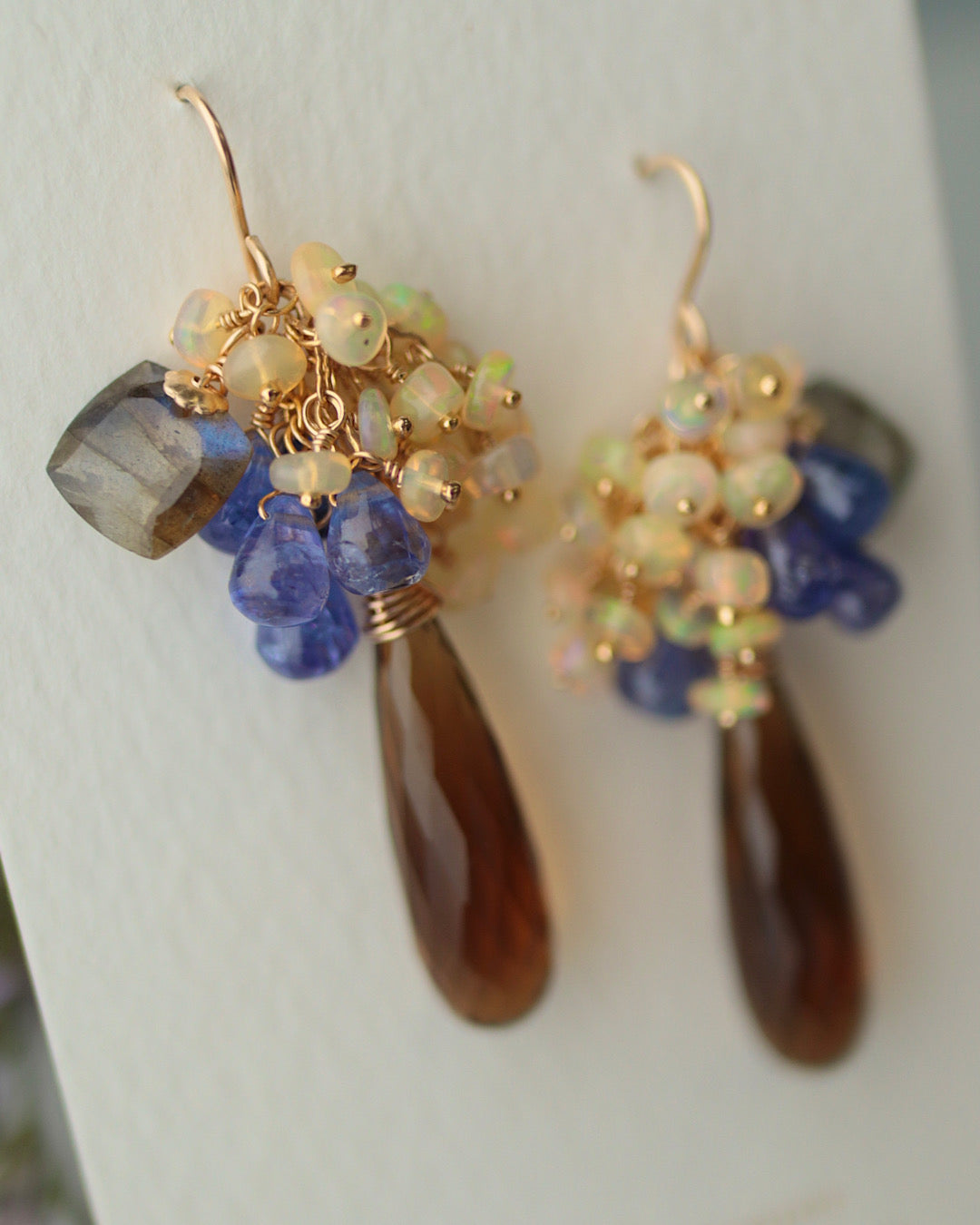 【Aqua Bloom】Tanzanite and Cognac Quartz Earrings