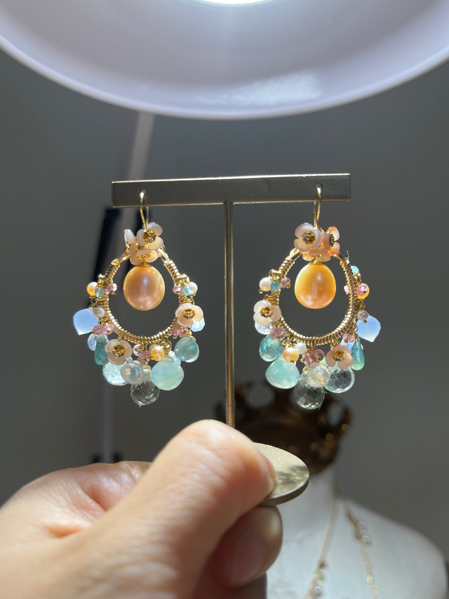 One-of-a-kind [Fragonard "Swing"] Large pearl chandelier earrings