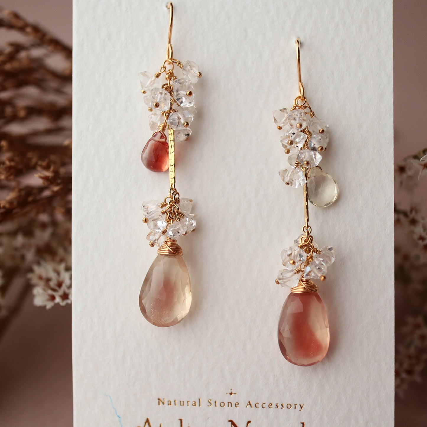 [Large long No.1] Oregon sunstone earrings