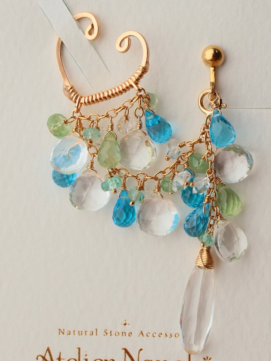 Swiss blue topaz 3-way ear cuff