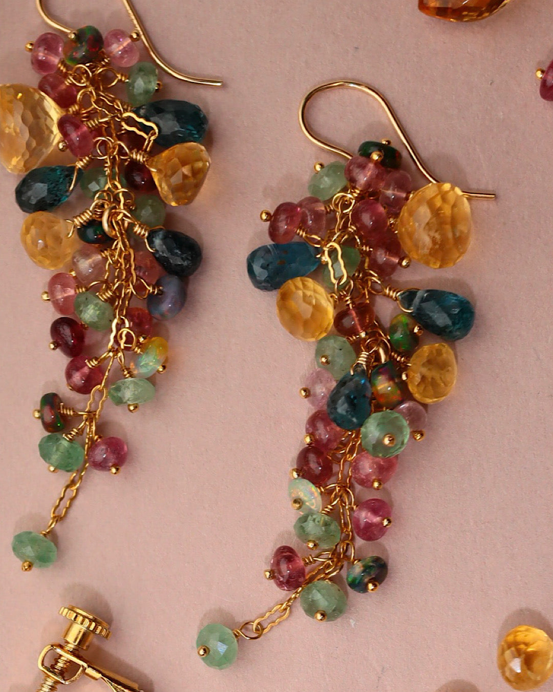 [Plants and flowers waiting for spring] Citrine long earrings