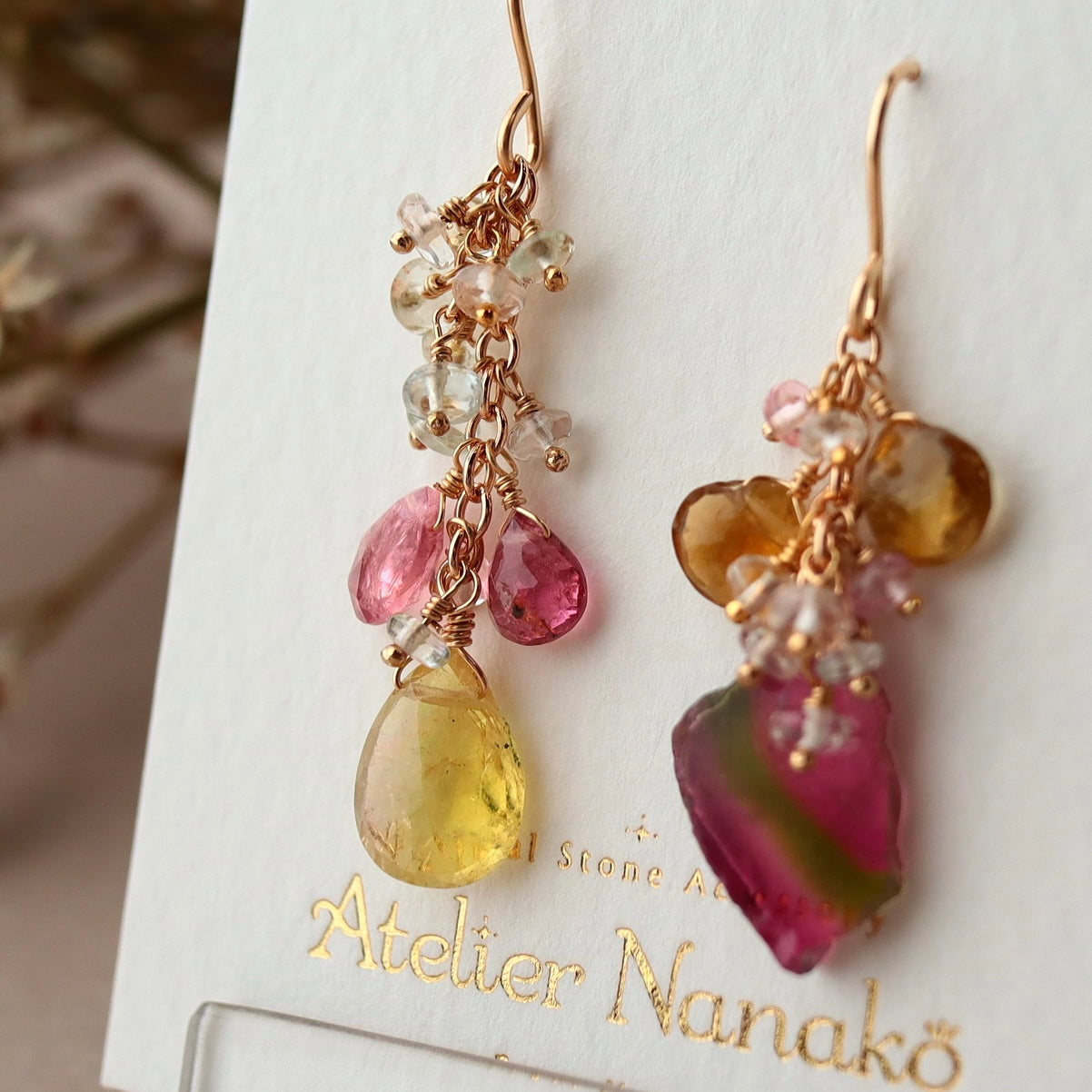 (4) Watermelon tourmaline earrings