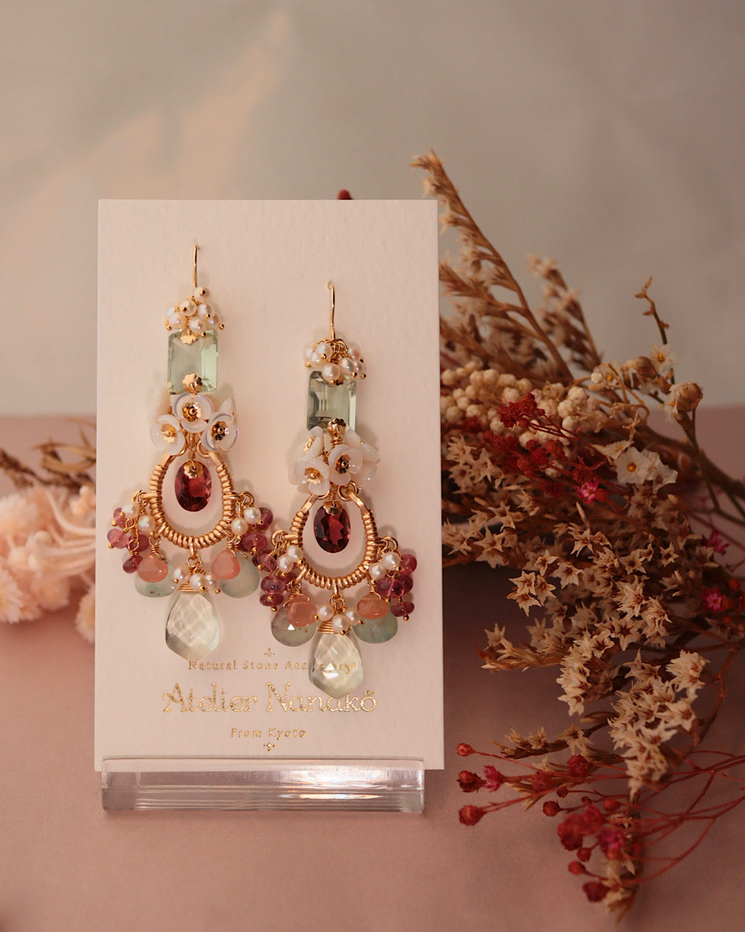 [One-of-a-kind] Tourmaline and Green Amethyst Chandelier Earrings