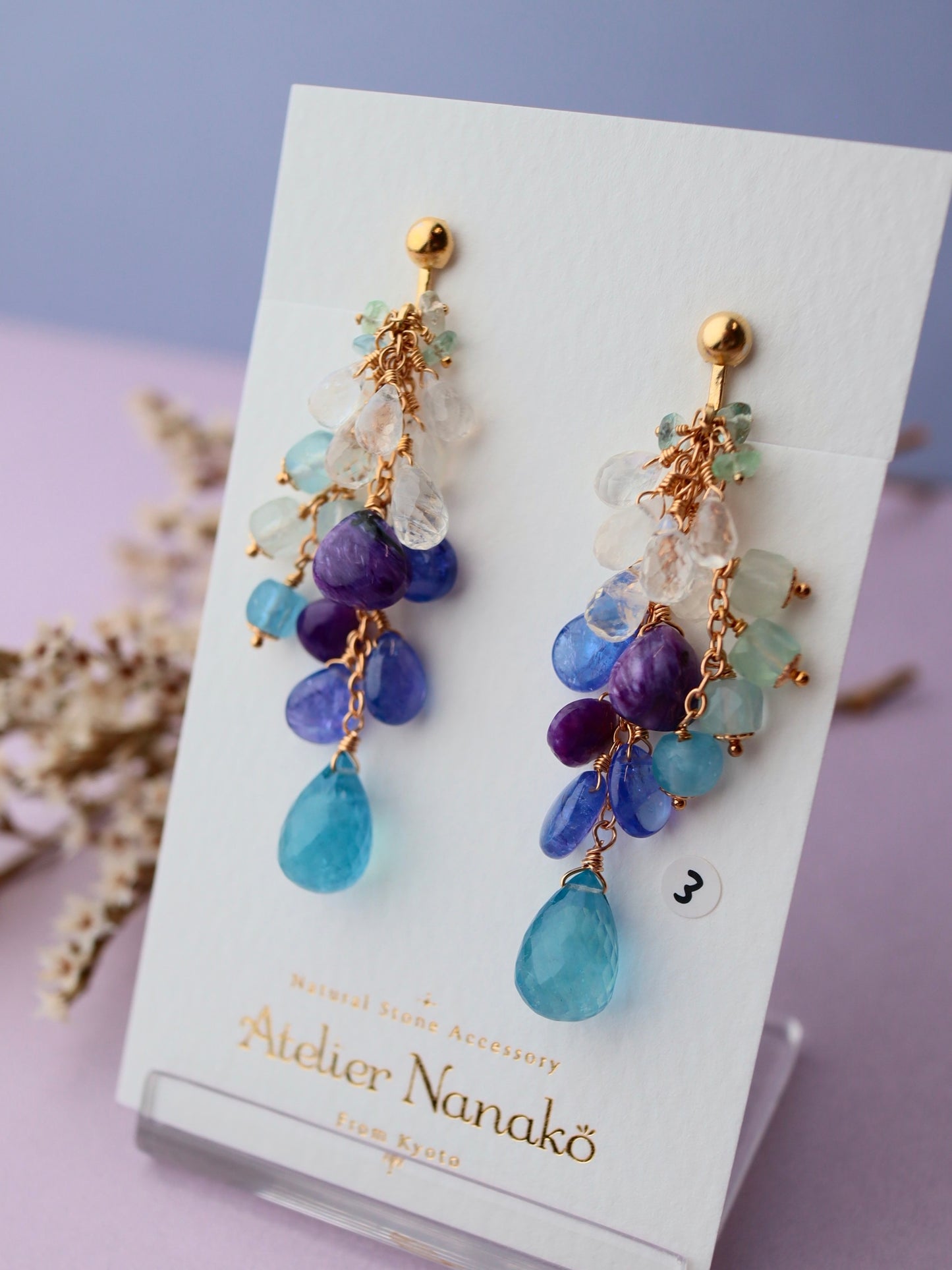 3. High quality aquamarine and blue stone earrings