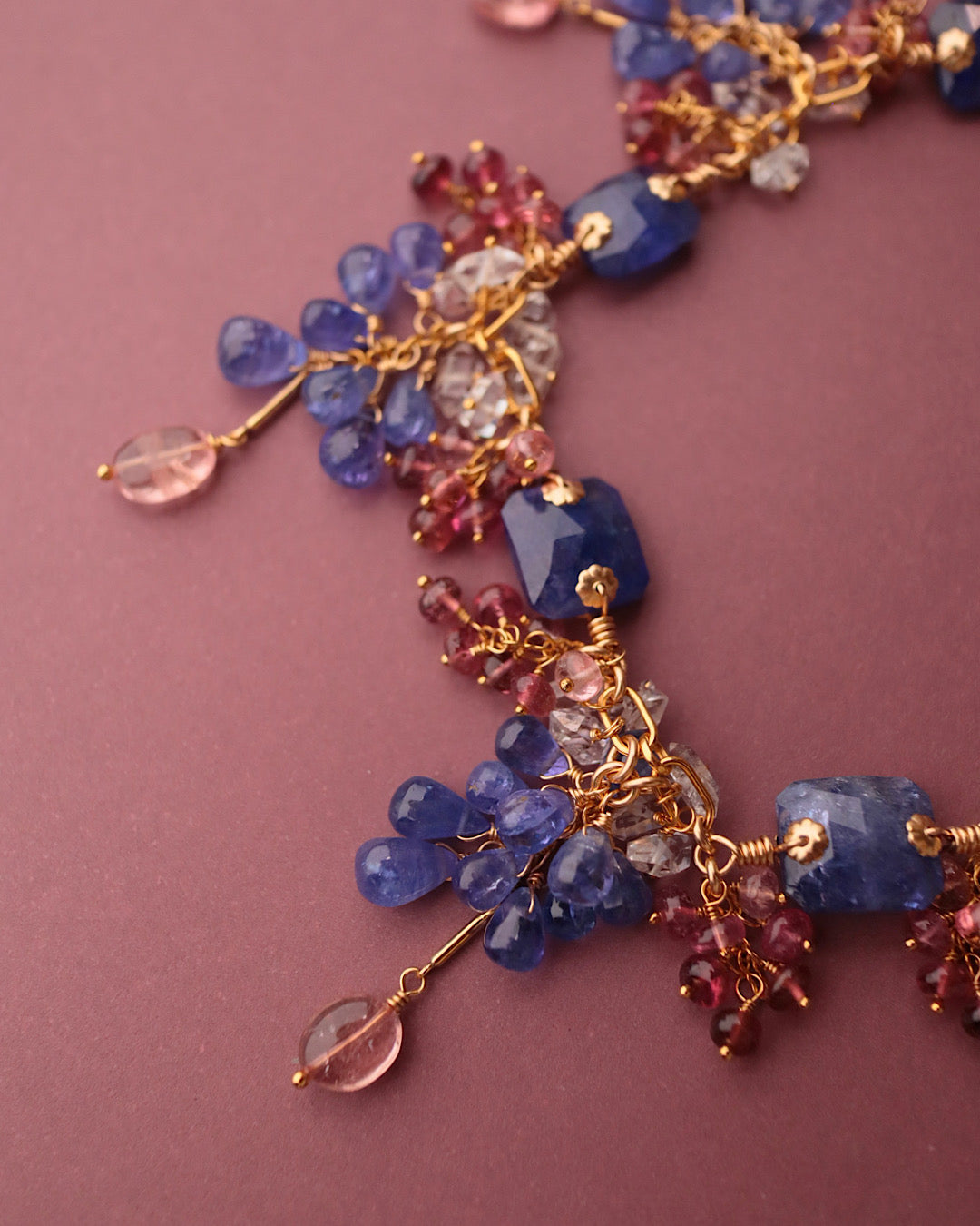 [One-of-a-kind] Tanzanite and Pink Tourmaline Necklace