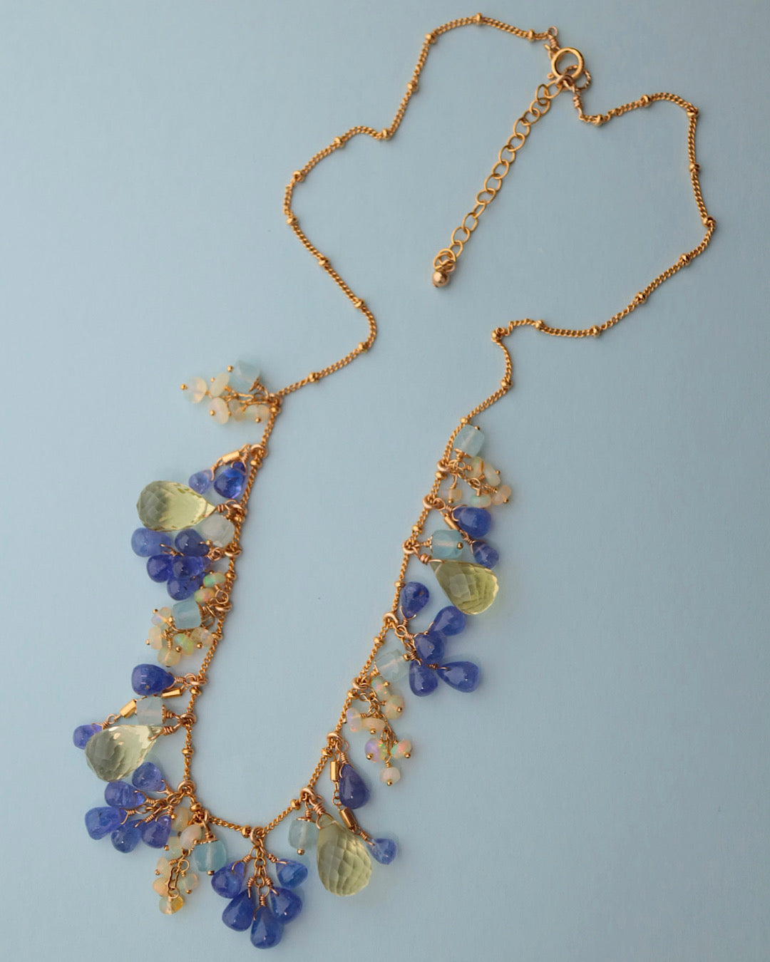 [One-of-a-kind] [Aqua Bloom] Tanzanite and Lemon Quartz Necklace