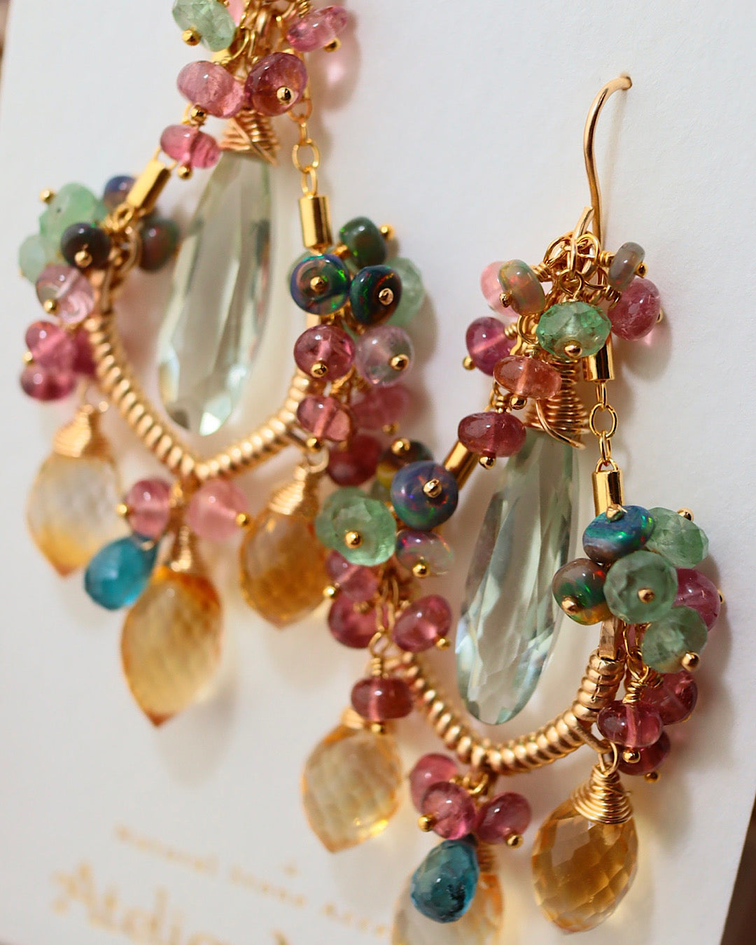 [Plants and flowers waiting for spring] Marquise cut citrine chandelier earrings