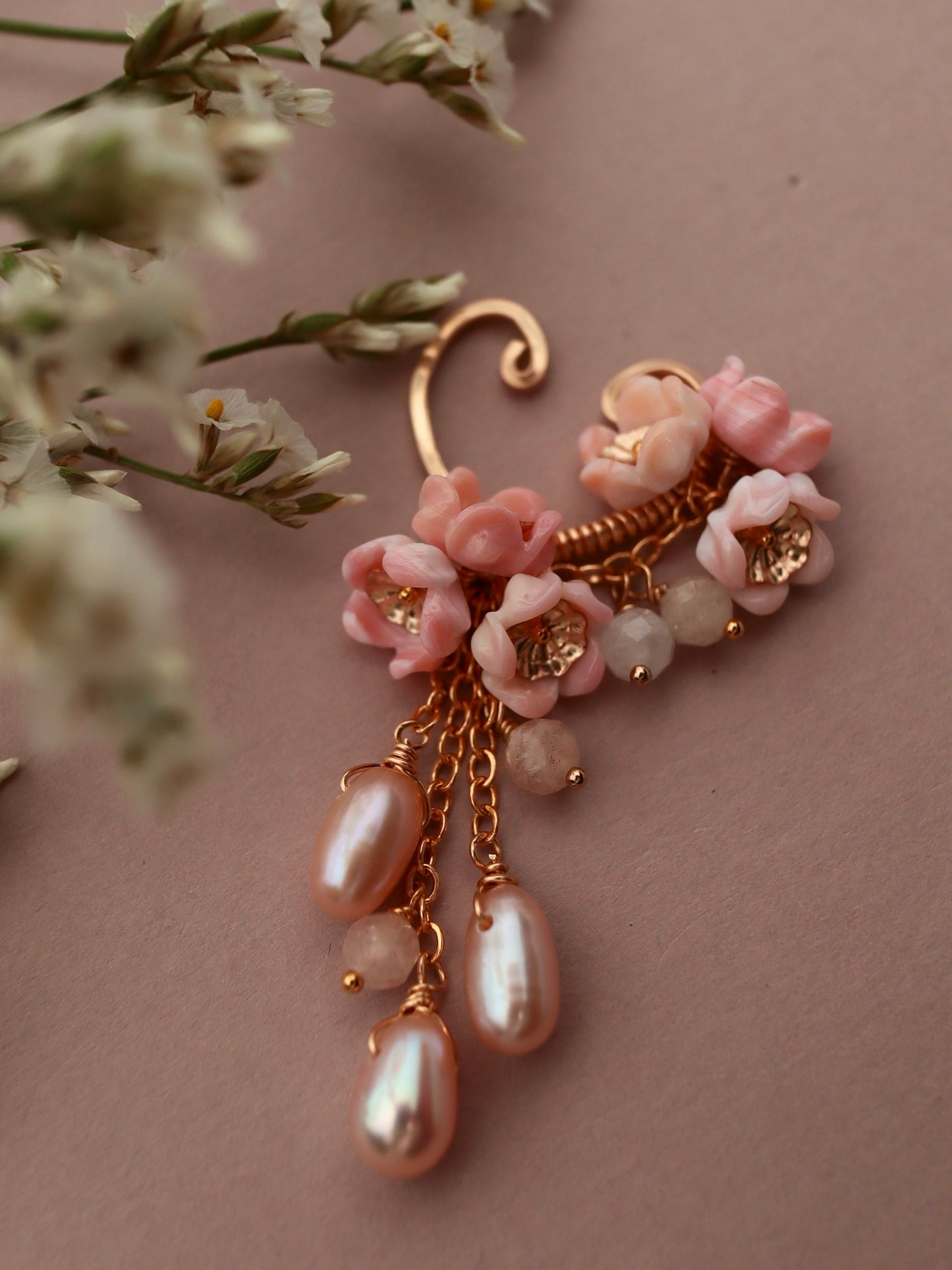Queen Conch Shell Flower Ear Cuff