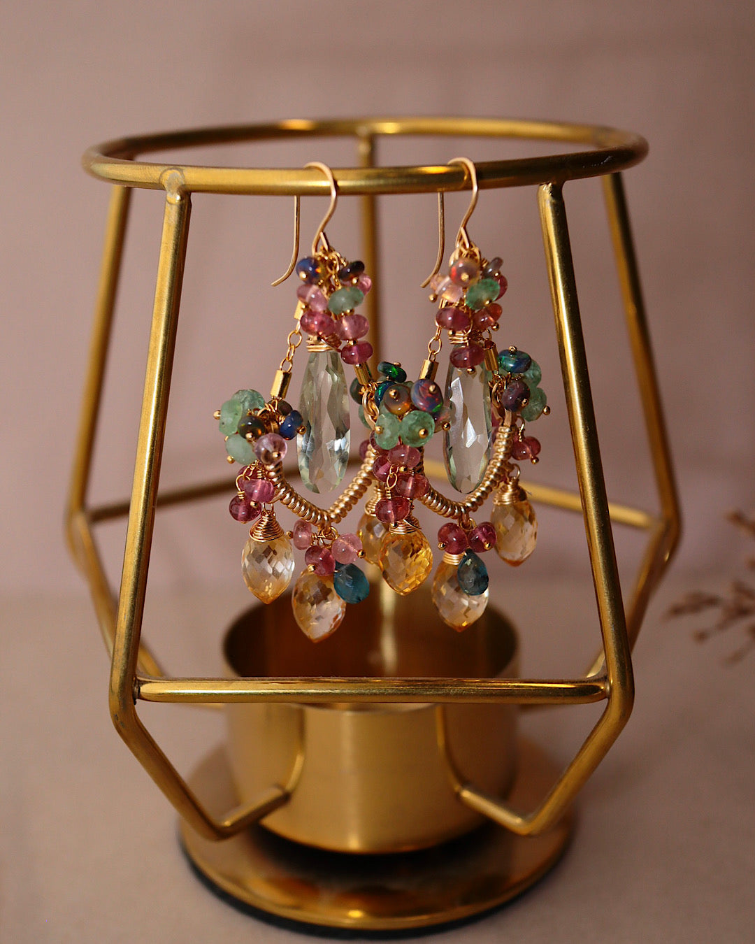 [Plants and flowers waiting for spring] Marquise cut citrine chandelier earrings
