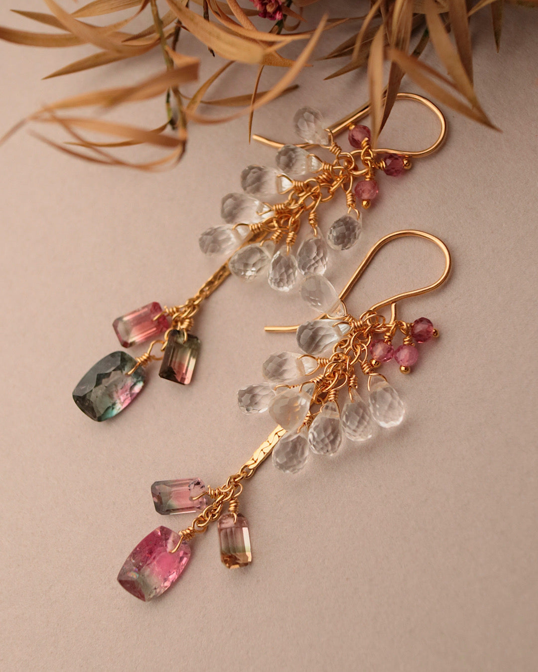 [One-of-a-kind] Bicolor Tourmaline Earrings ①