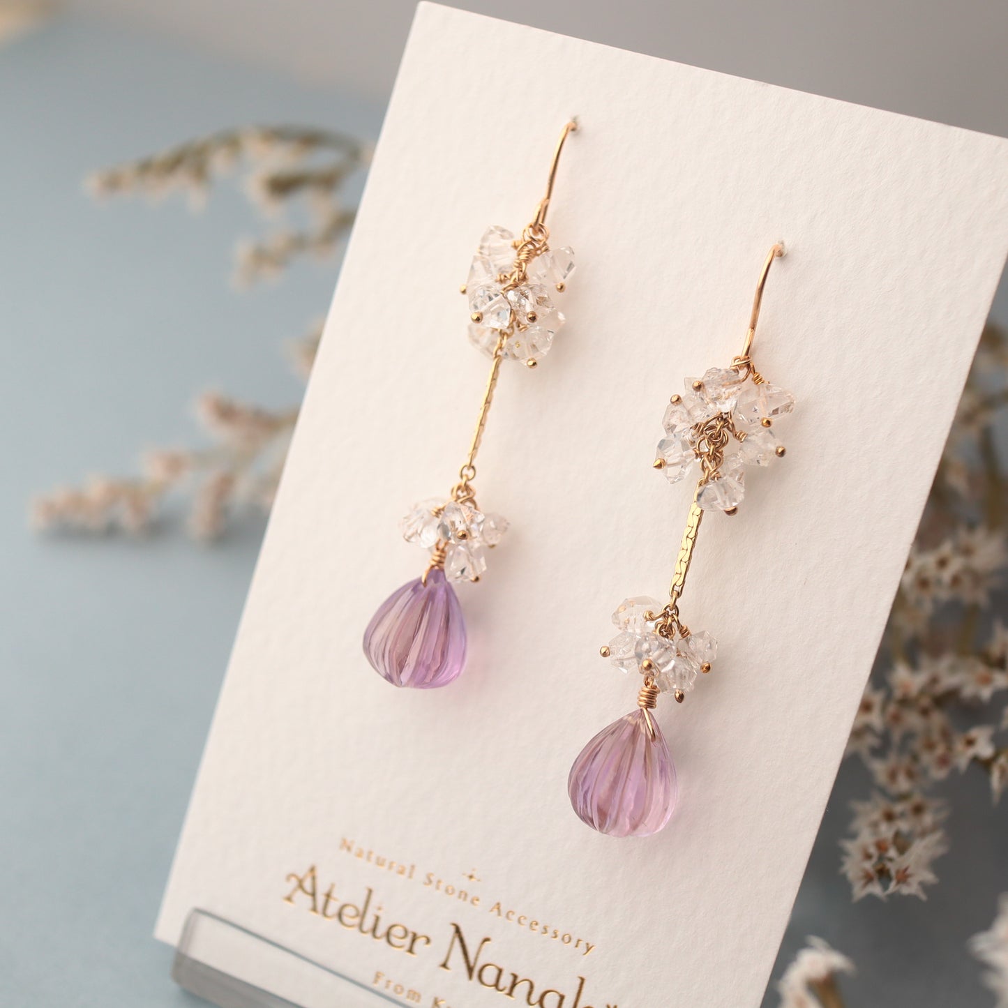[Ametrine] Earrings carved like a perfume bottle
