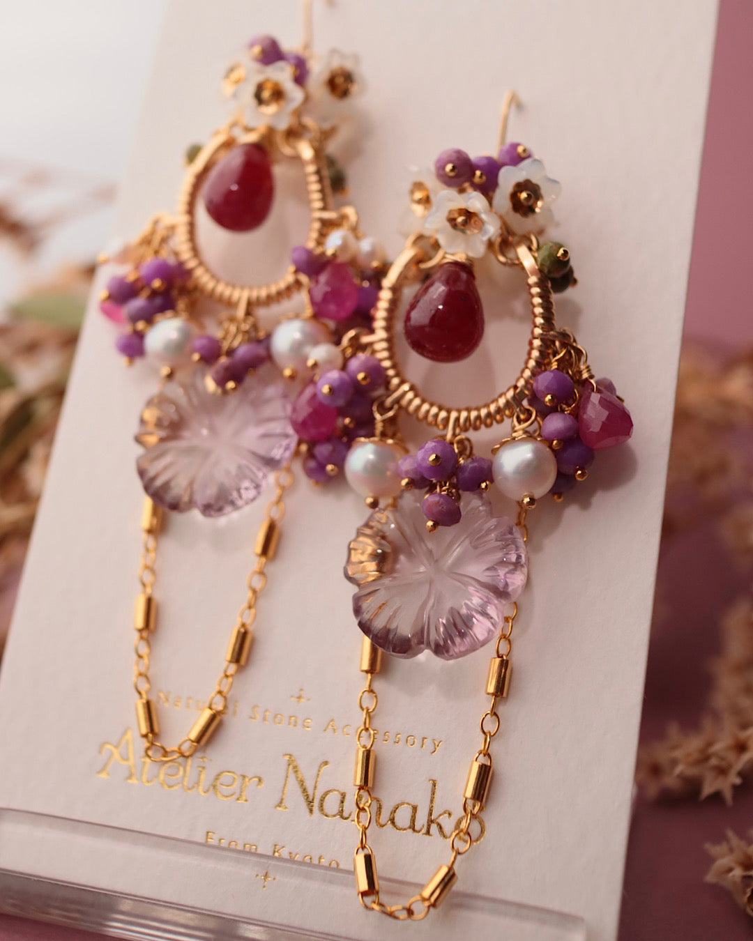 [One-of-a-kind] Ruby and Ametrine Chandelier Earrings