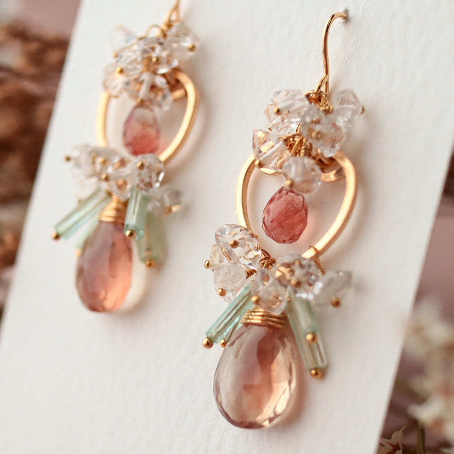 [No.1] Oregon sunstone heart chandelier earrings