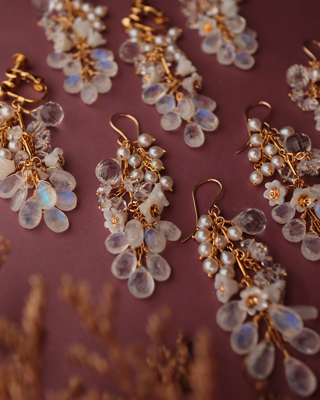 White bouquet earrings