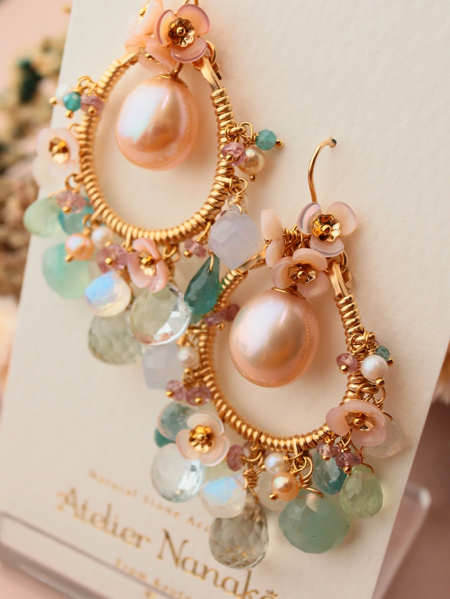 One-of-a-kind [Fragonard "Swing"] Large pearl chandelier earrings