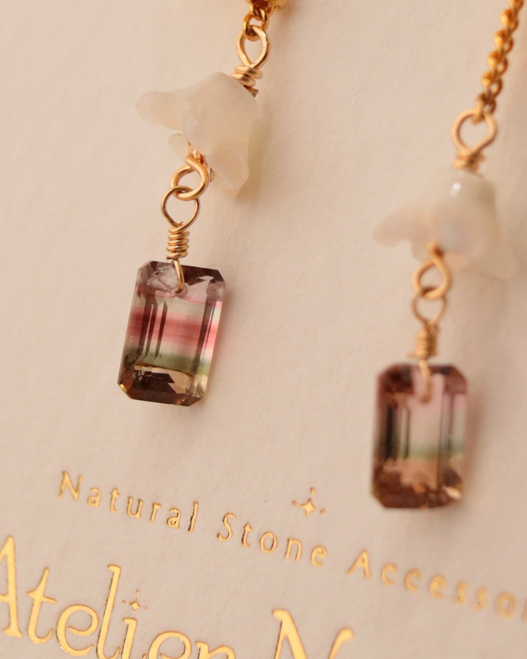 [One-of-a-kind] Bicolor Tourmaline and Citrine Earrings