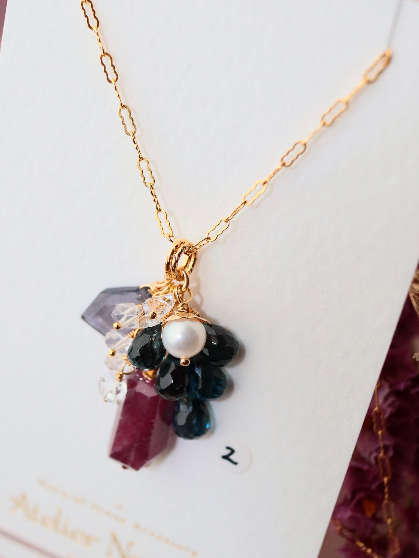 [Stories in Red] Ruby and London Blue Topaz Necklace ②