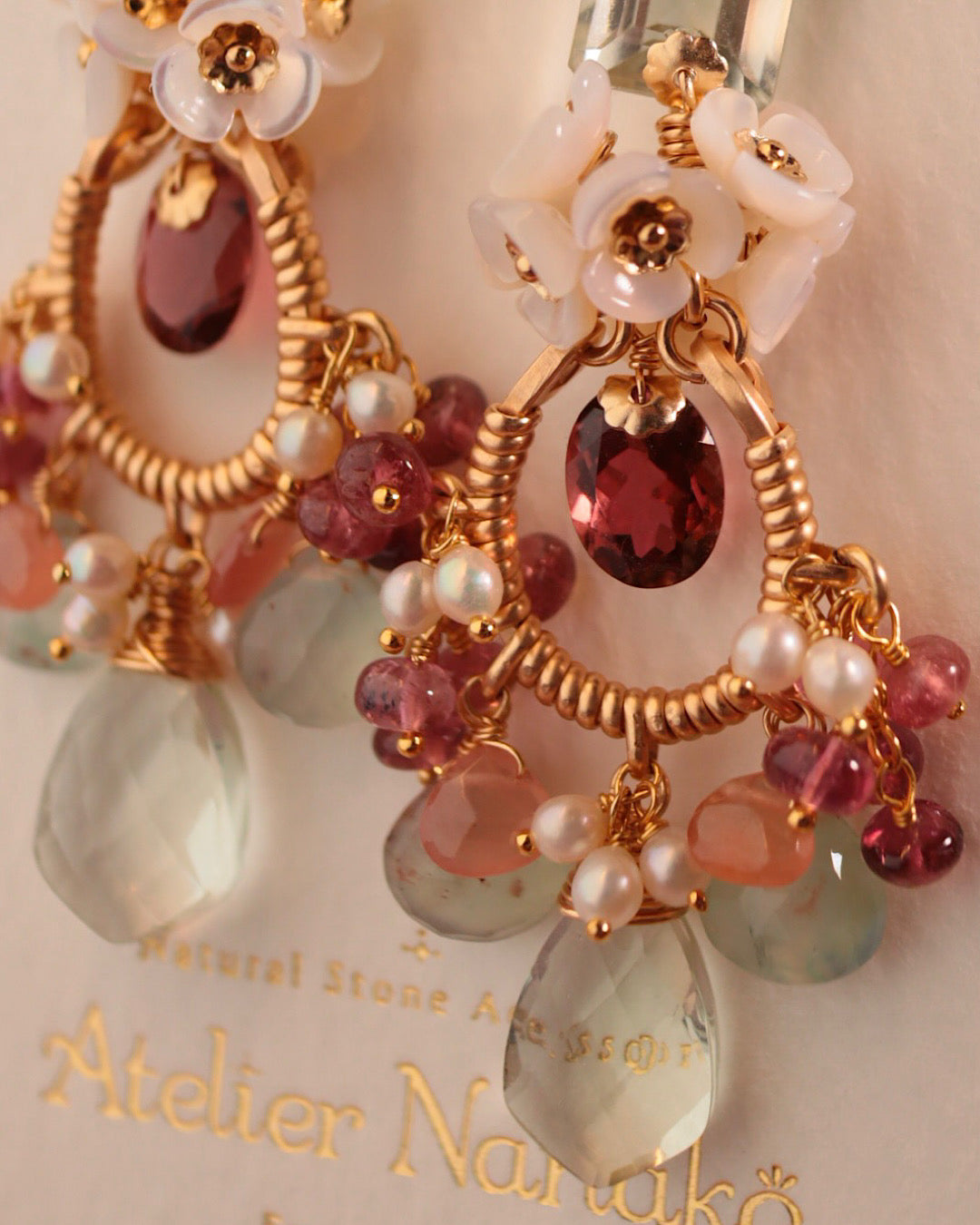 [One-of-a-kind] Tourmaline and Green Amethyst Chandelier Earrings