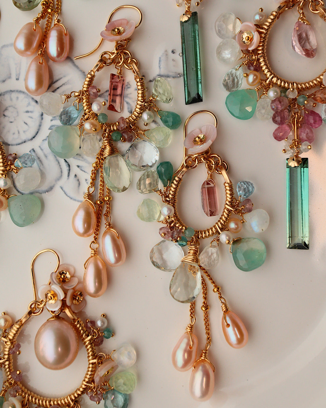 One-of-a-kind [Fragonard "Swing"] Pink Tourmaline Chandelier Earrings