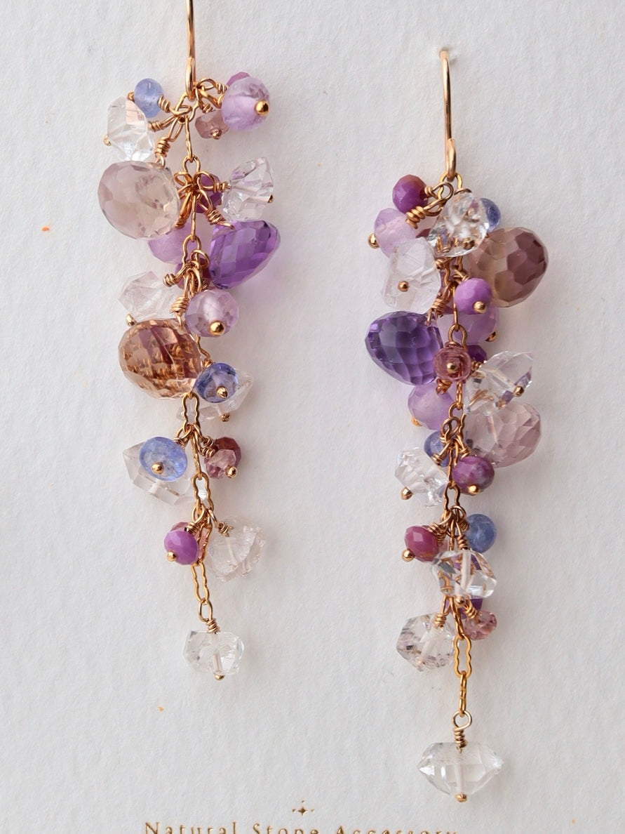 Onion cut ametrine and amethyst earrings