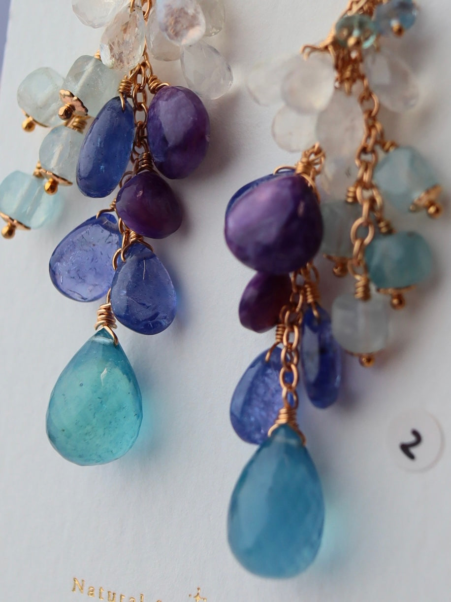 2. High quality aquamarine and blue stone earrings