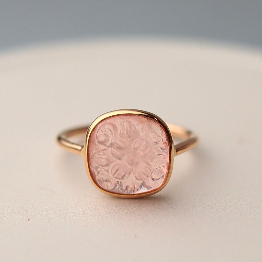 Carved morganite ring