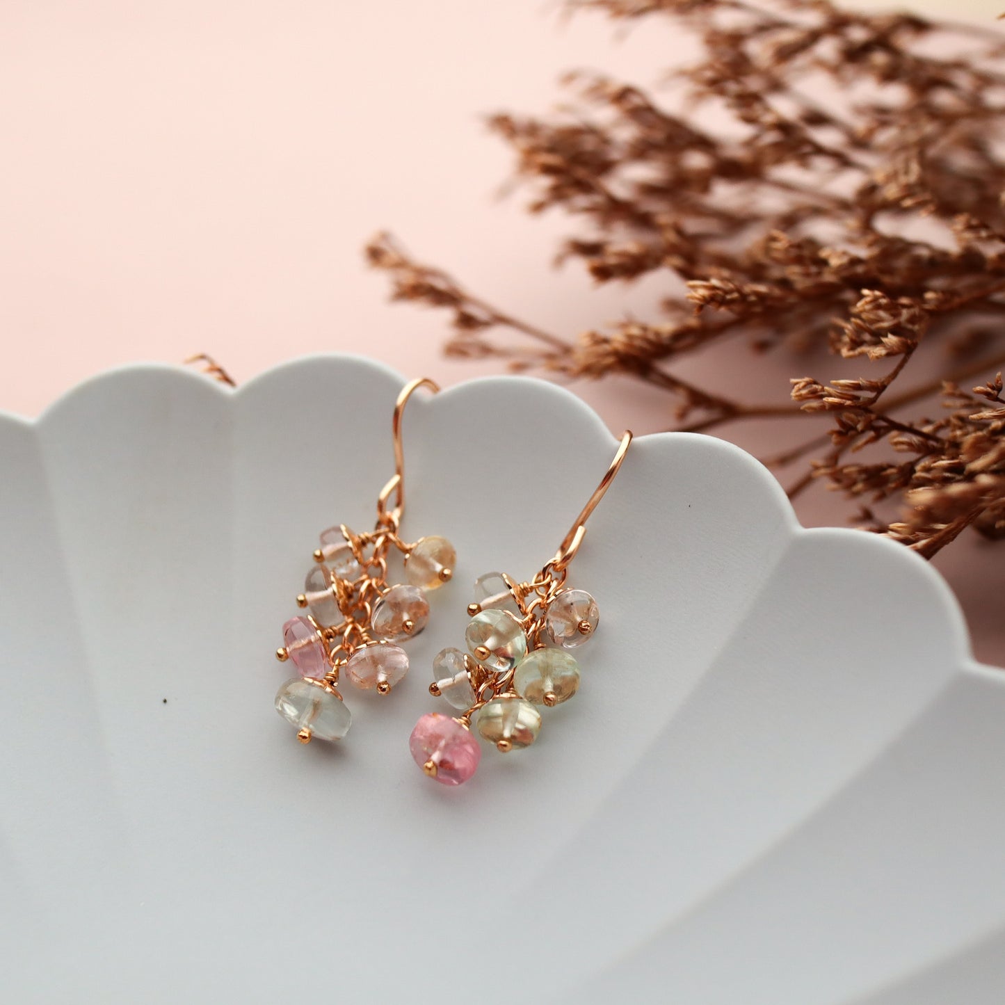 Pale tone tourmaline earrings