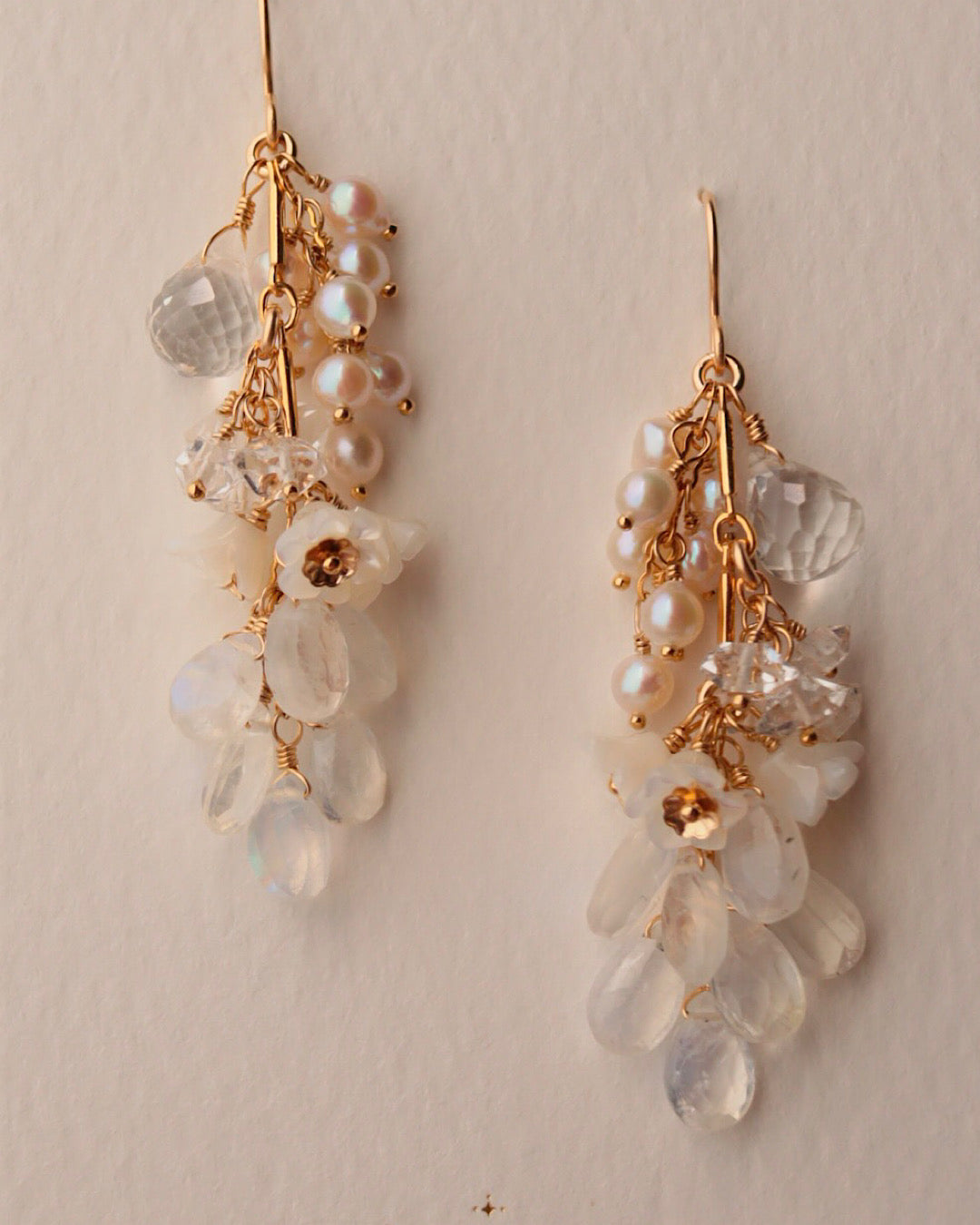 White bouquet earrings