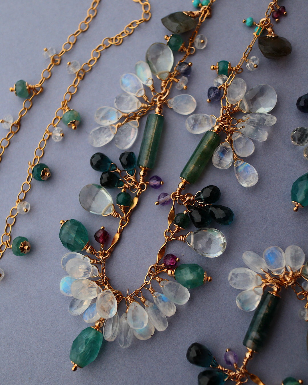 Grandidierite and London Blue Topaz Round Necklace