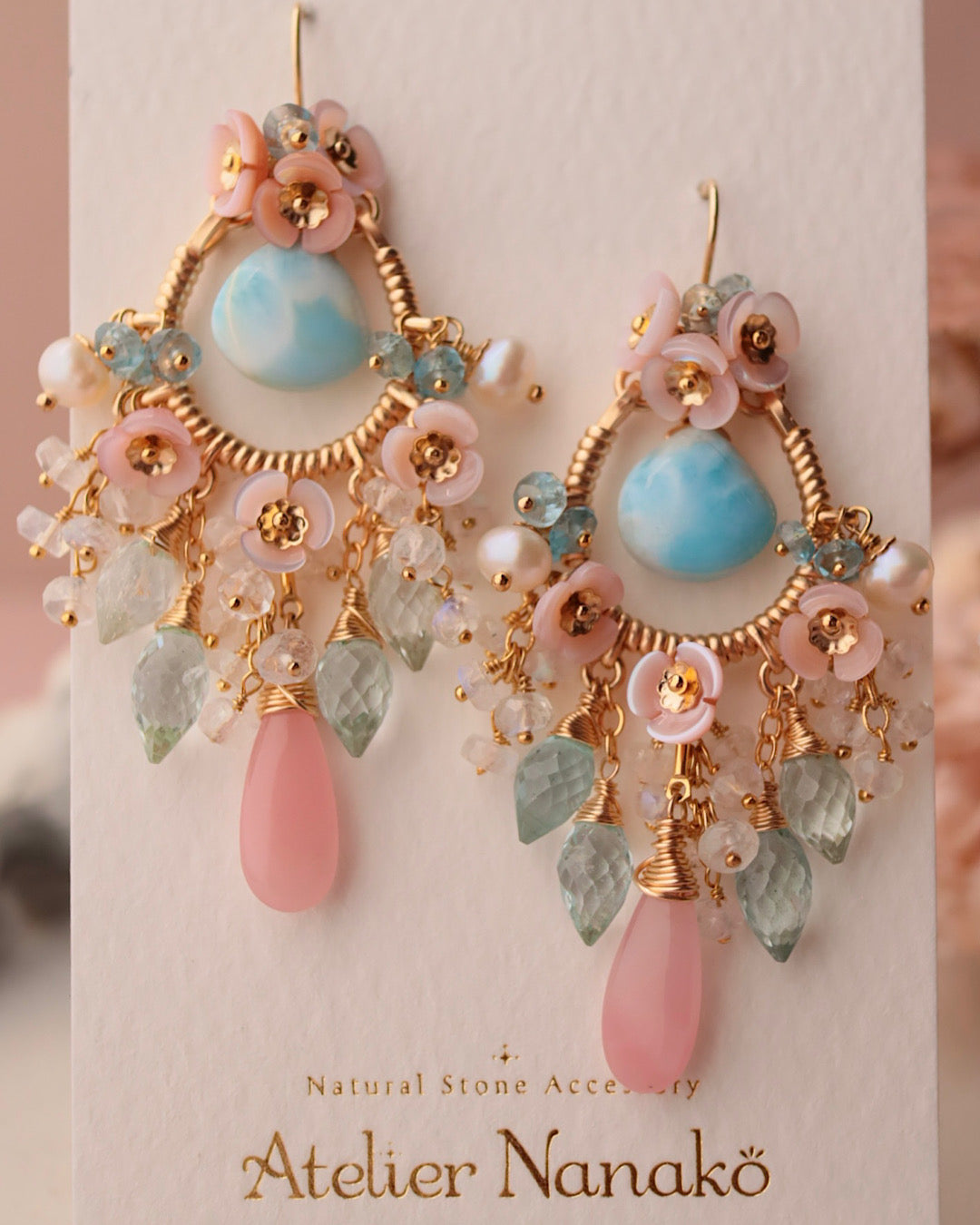 [One-of-a-kind] Larimar Earrings in Romantic Colors