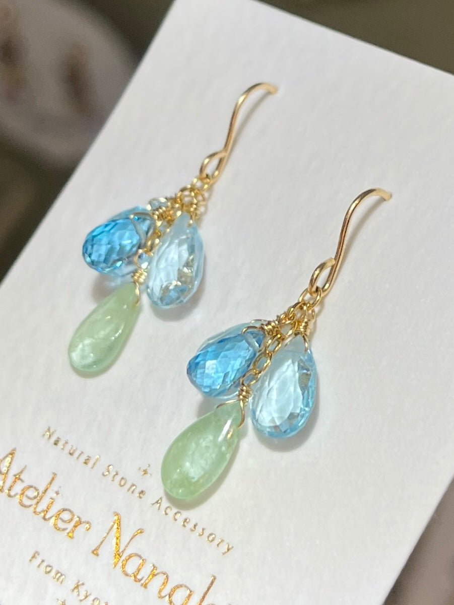 Blue Topaz and Emerald Earrings
