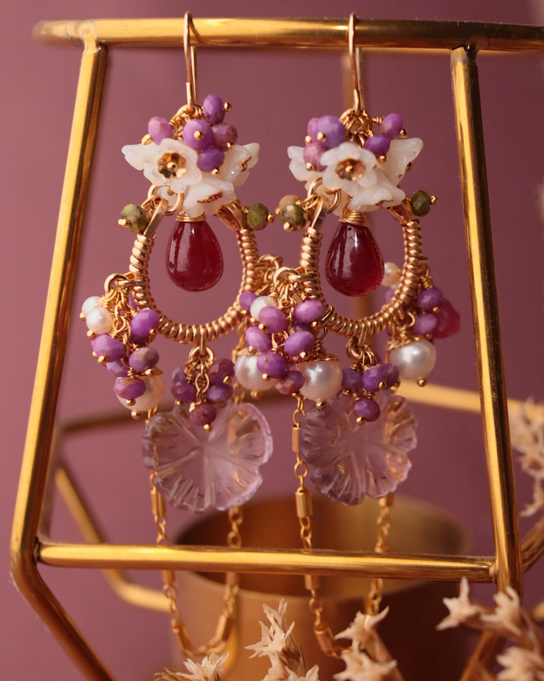 [One-of-a-kind] Ruby and Ametrine Chandelier Earrings