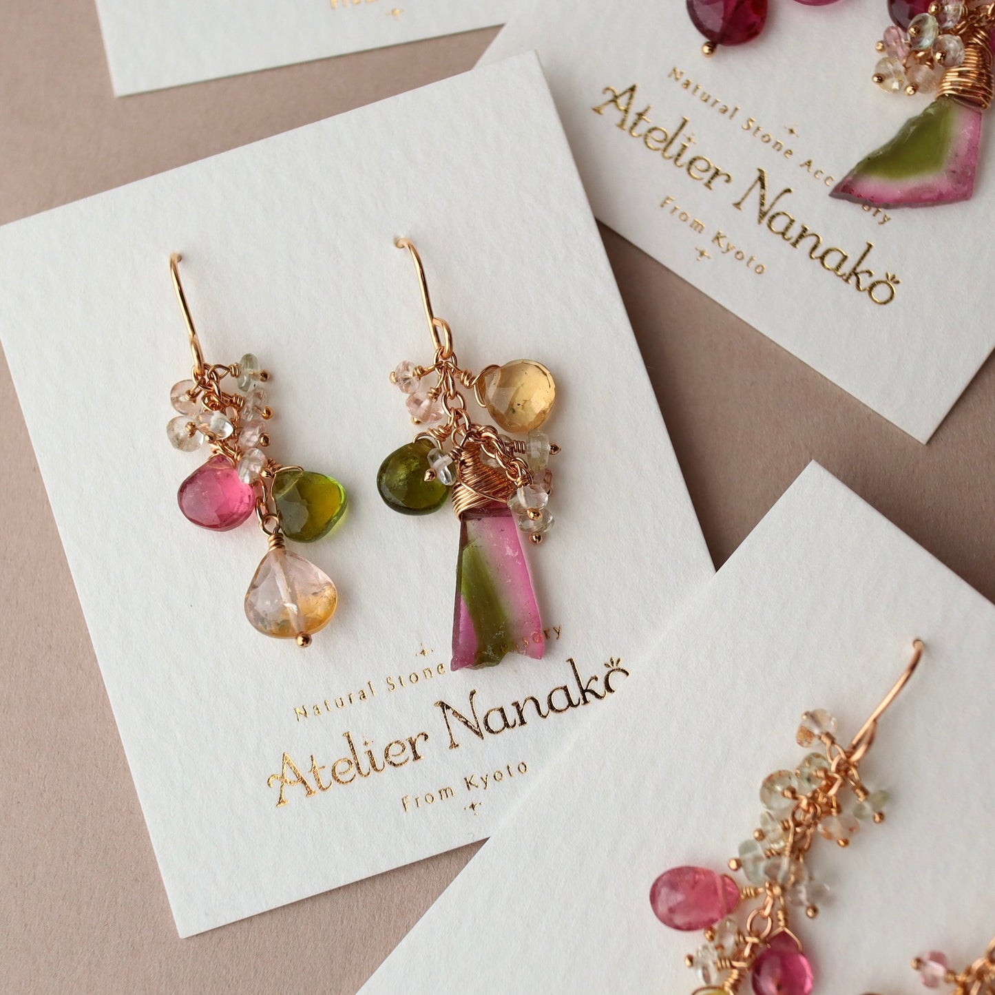 (3) Watermelon tourmaline earrings