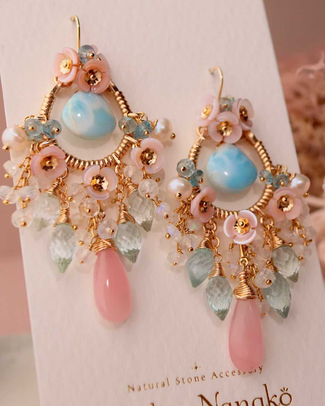 [One-of-a-kind] Larimar Earrings in Romantic Colors