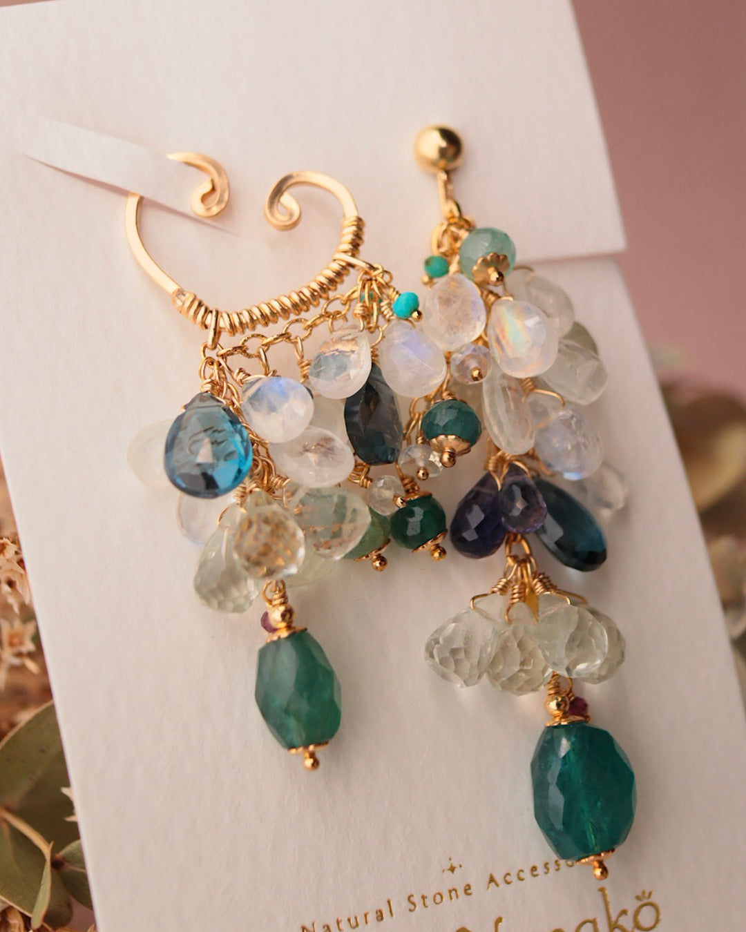 Grandidierite and London Blue Topaz 3-Way Ear Cuff