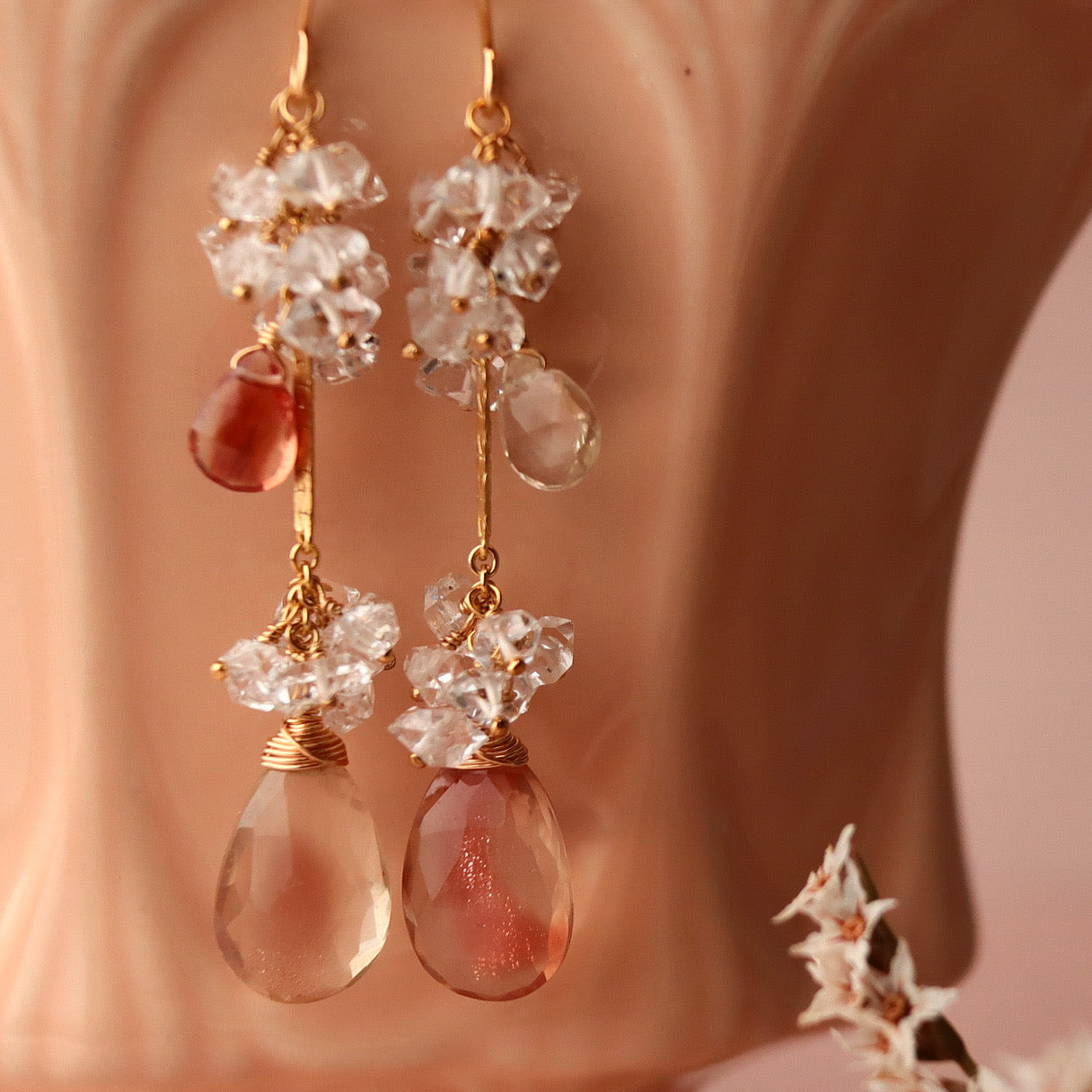 [Large long No.1] Oregon sunstone earrings