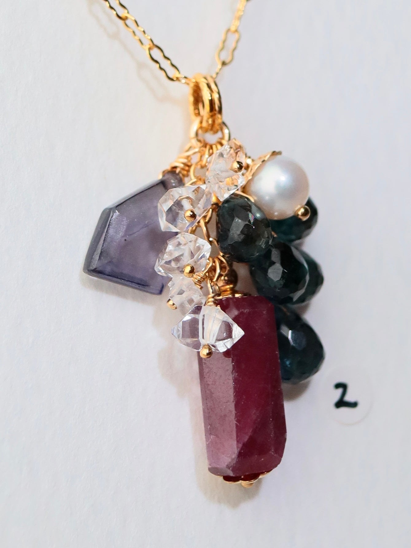 [Stories in Red] Ruby and London Blue Topaz Necklace ②