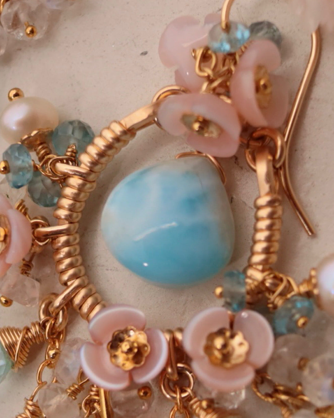 [One-of-a-kind] Larimar Earrings in Romantic Colors
