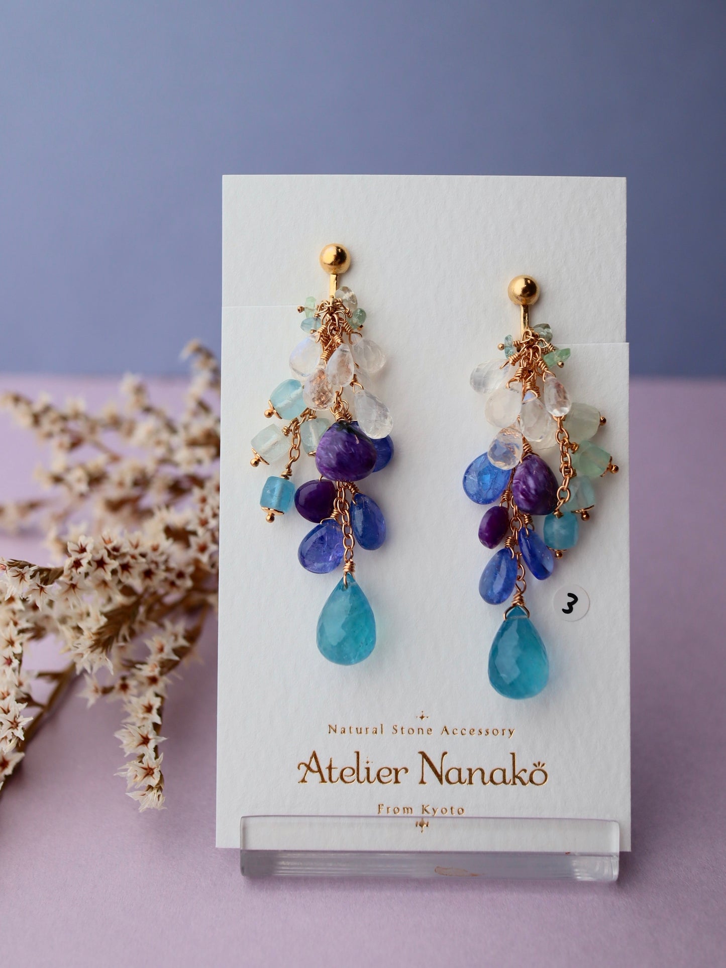 3. High quality aquamarine and blue stone earrings